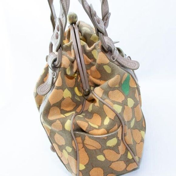 Hayden Harnett Paule Marrot Edition Kiss Lock Brown Fall Foliage Satchel Purse - Picture 8 of 9